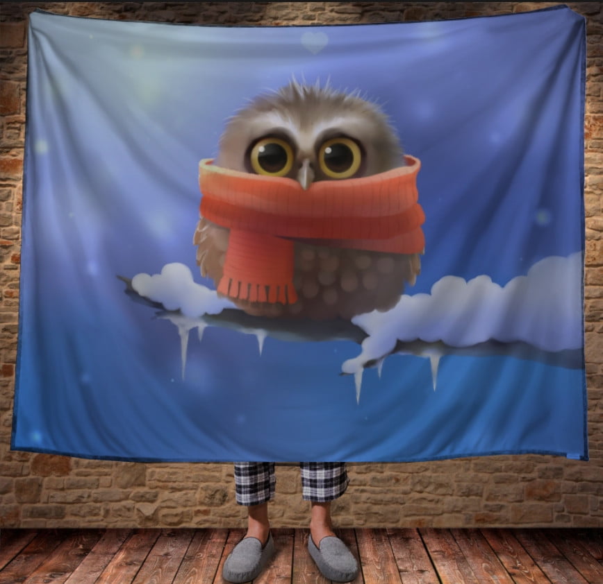 Плед з 3D принтом - Сова в шарфі