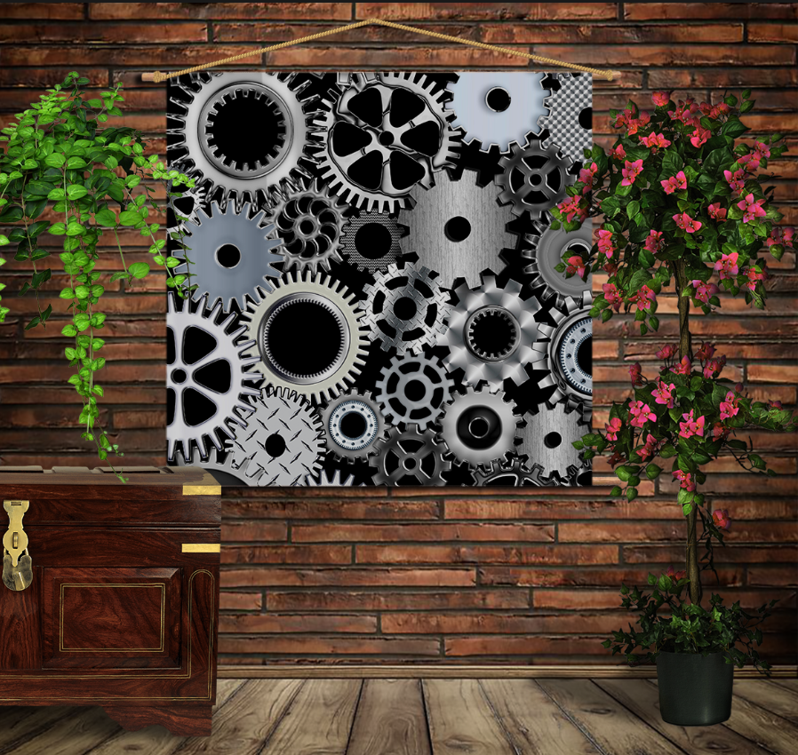 Мобільна картина-постер на тканині з 3D з принтом Механіка Деталі