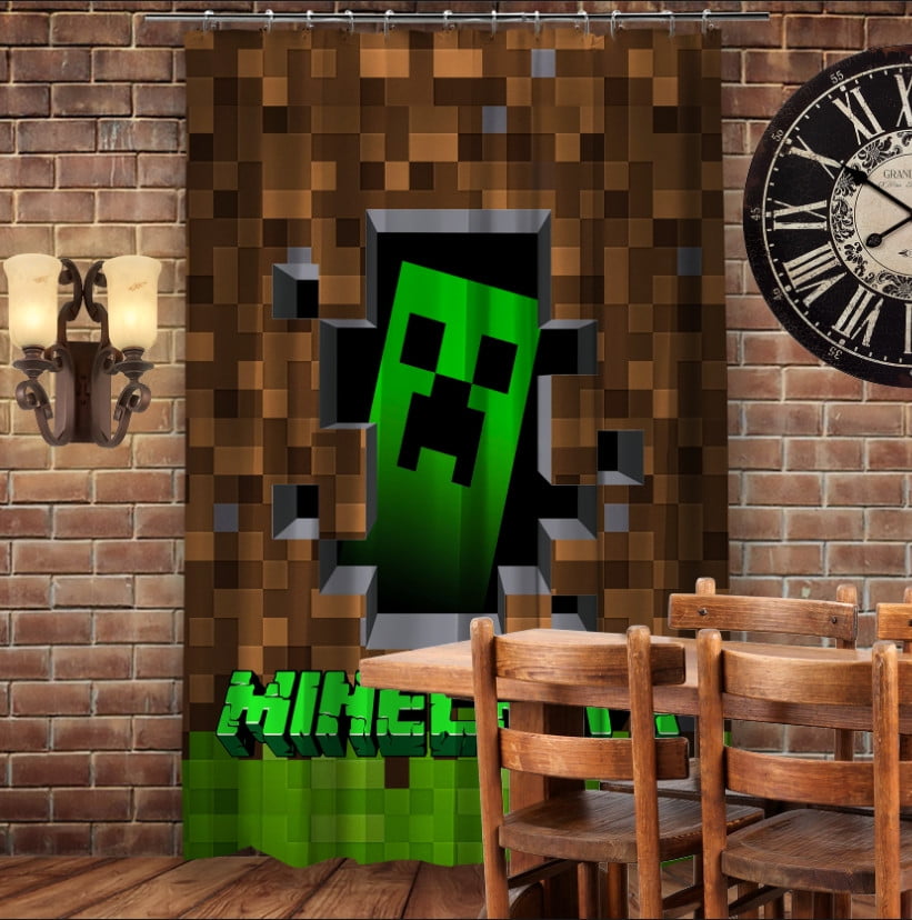 Штори 3D з принтом- Minecraft Logo