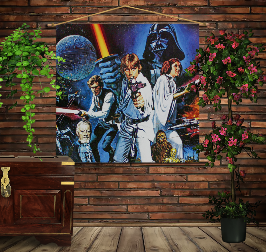 Мобільна картина-постер на тканині з 3D з принтом Зоряні війни Ретро