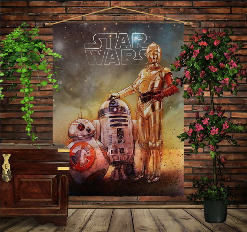 Мобільна картина-постер на тканині з 3D з принтом Зоряні війни Роботи/Star Wars