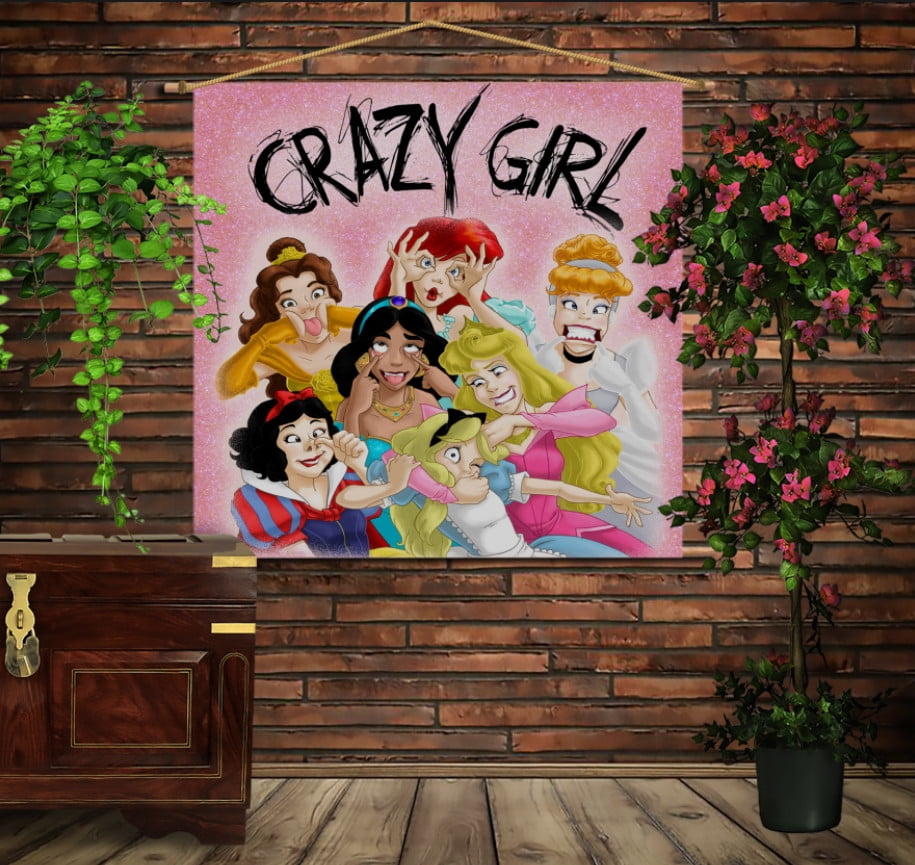 Мобільна картина-постер на тканині з 3D з принтом Crazy princess