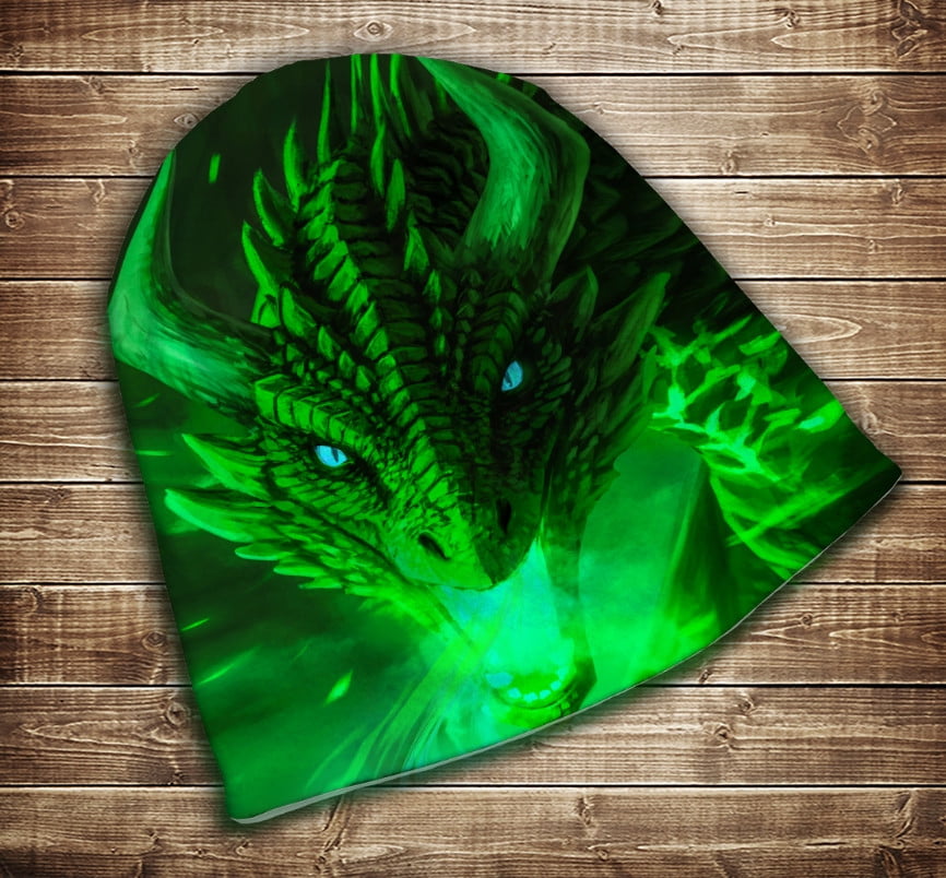 Шапка з 3D принтом - Зелений Дракон  Всі розміри. Всі сезони