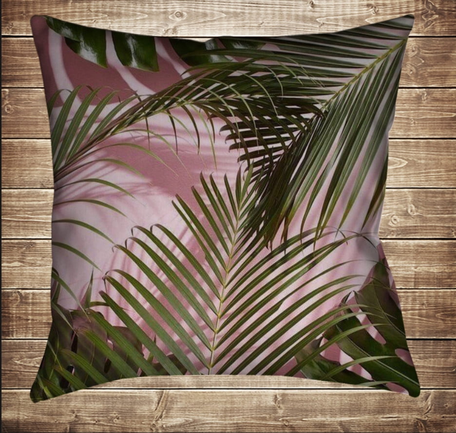 Подушка с 3D принтом Тропические листья 70*70
