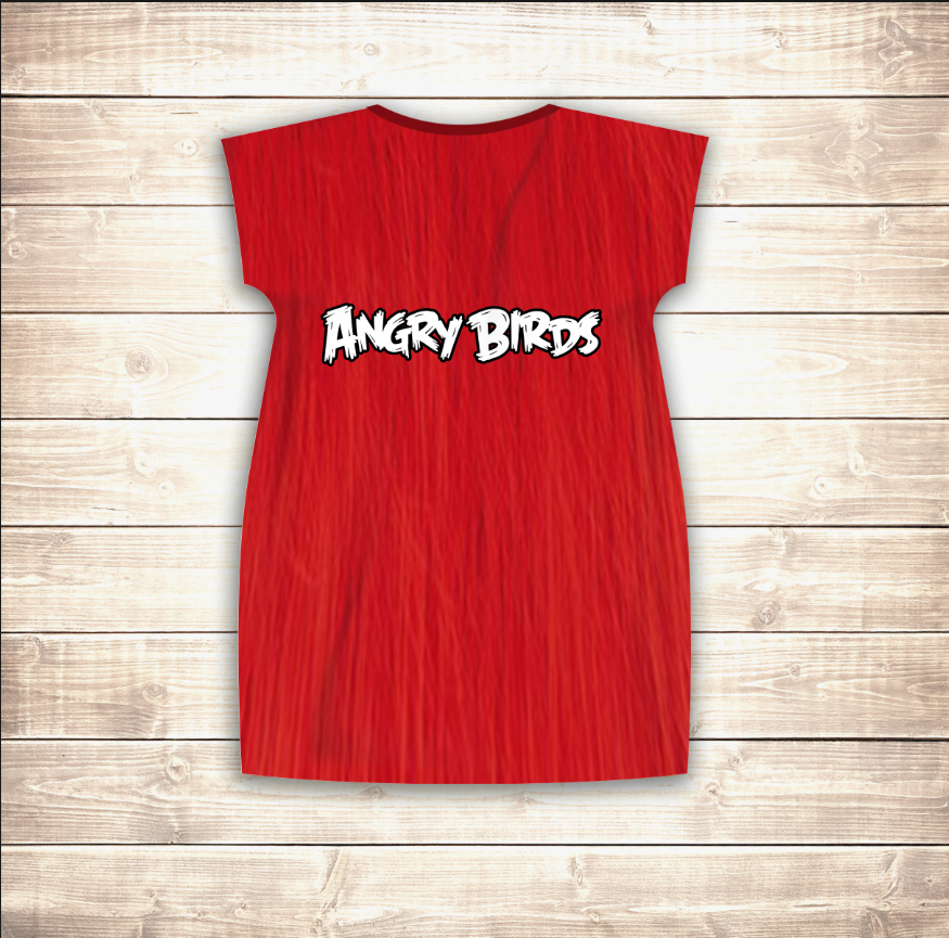Платье-туника 3D для девушек Angry Birds Red Взрослые и детские размеры