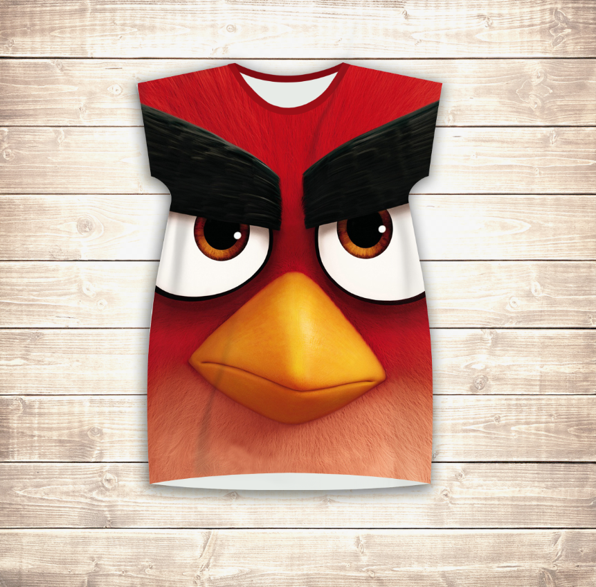 Платье-туника 3D для девушек Angry Birds Red Взрослые и детские размеры
