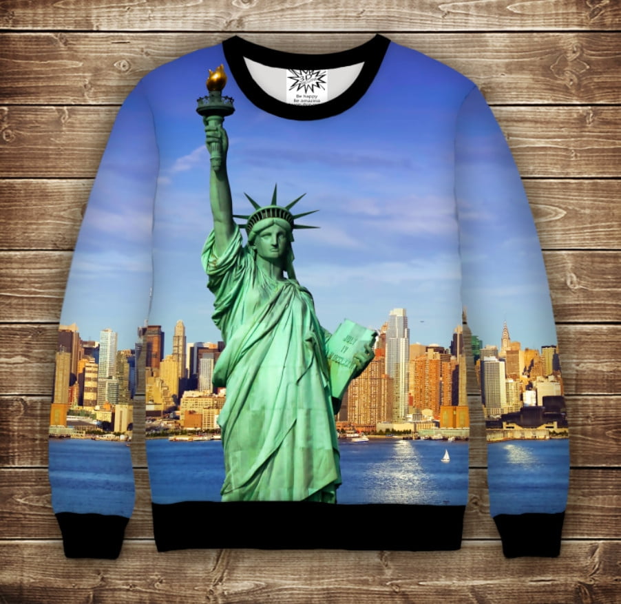 Свитшот с 3D принтом на тему: Статуя Свободы. Statue of Liberty. Взрослые и детские размеры