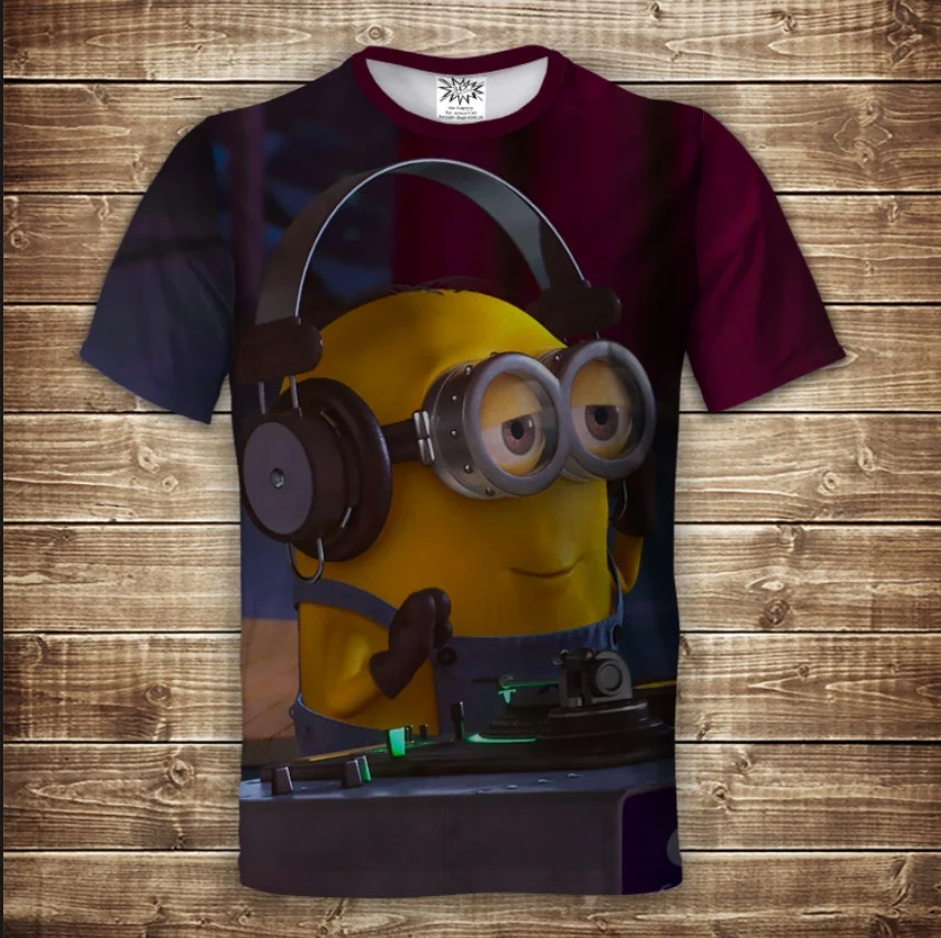Футболка с 3D принтом на тему: Minion DJ Взрослые и детские размеры