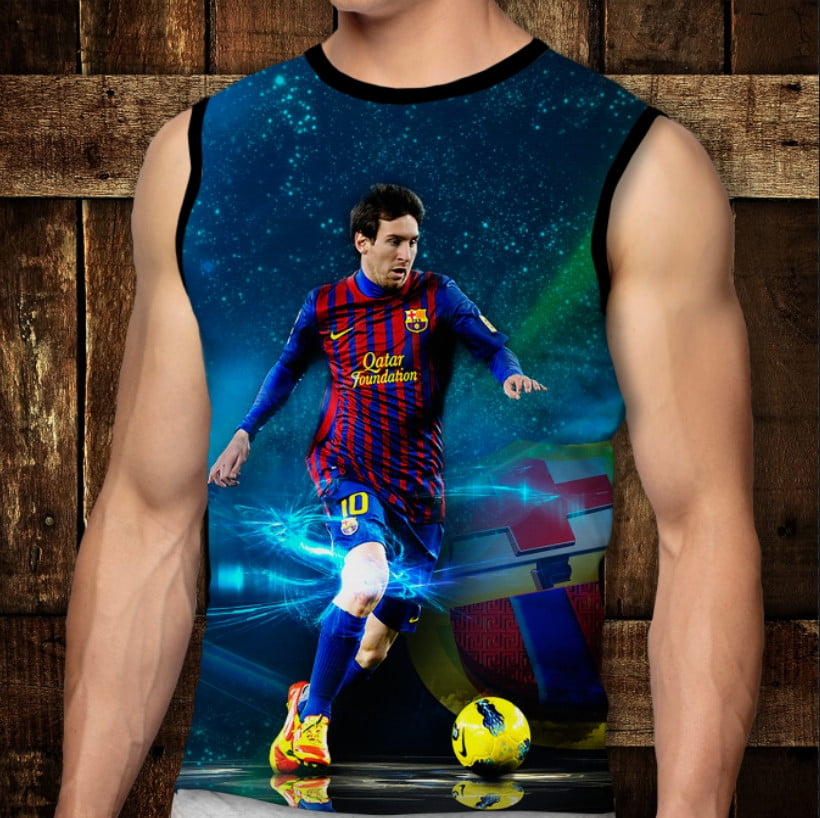 Футболка-безрукавка с 3D принтом: Lionel Messi. Взрослые и Детские размеры