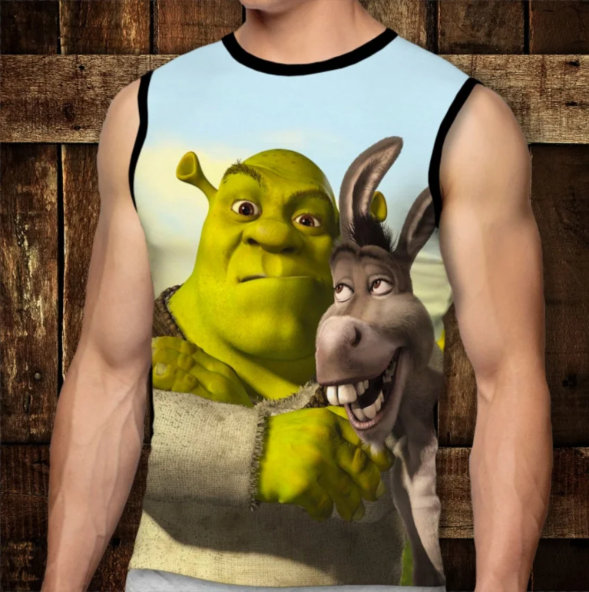 Футболка-безрукавка с 3D принтом: Shrek. Взрослые и Детские размеры