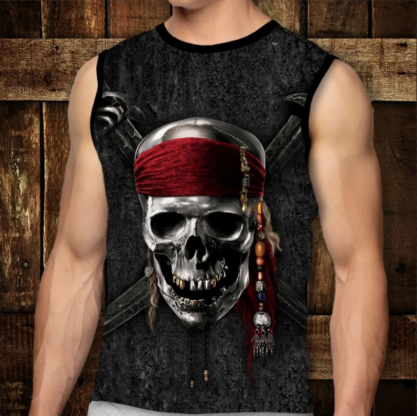 Футболка-безрукавка с 3D принтом: Pirates of the Caribbean: Jolly Roger. Взрослые и Детские размеры