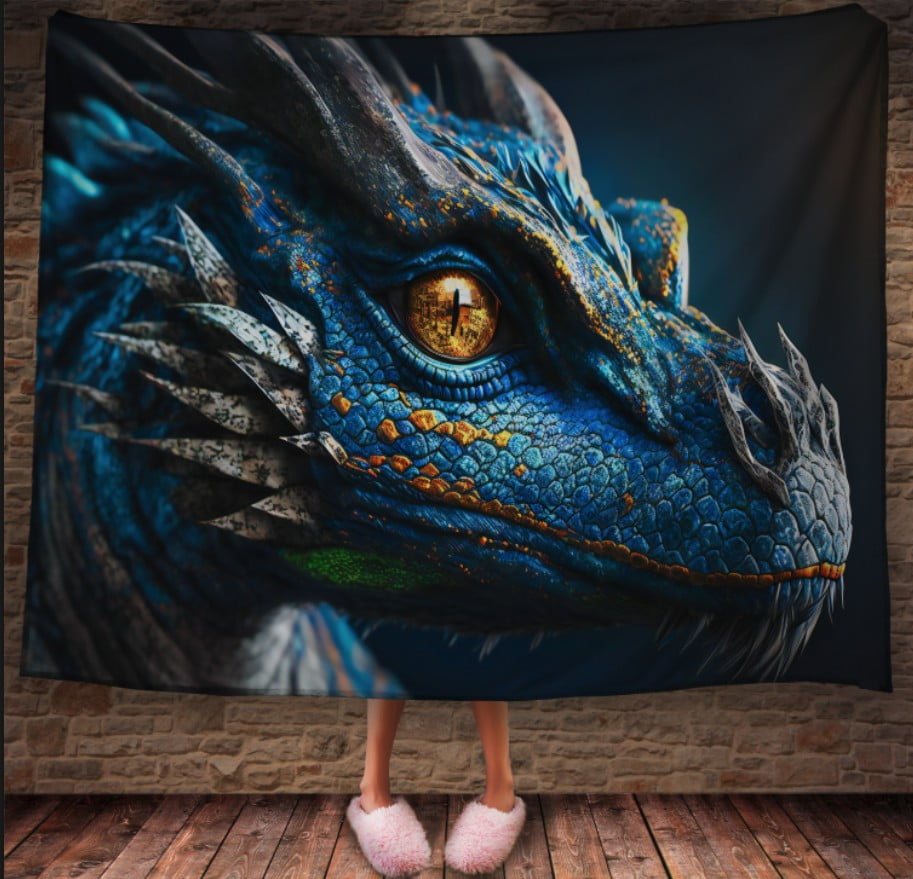Обличча синього дракона з золотими очима