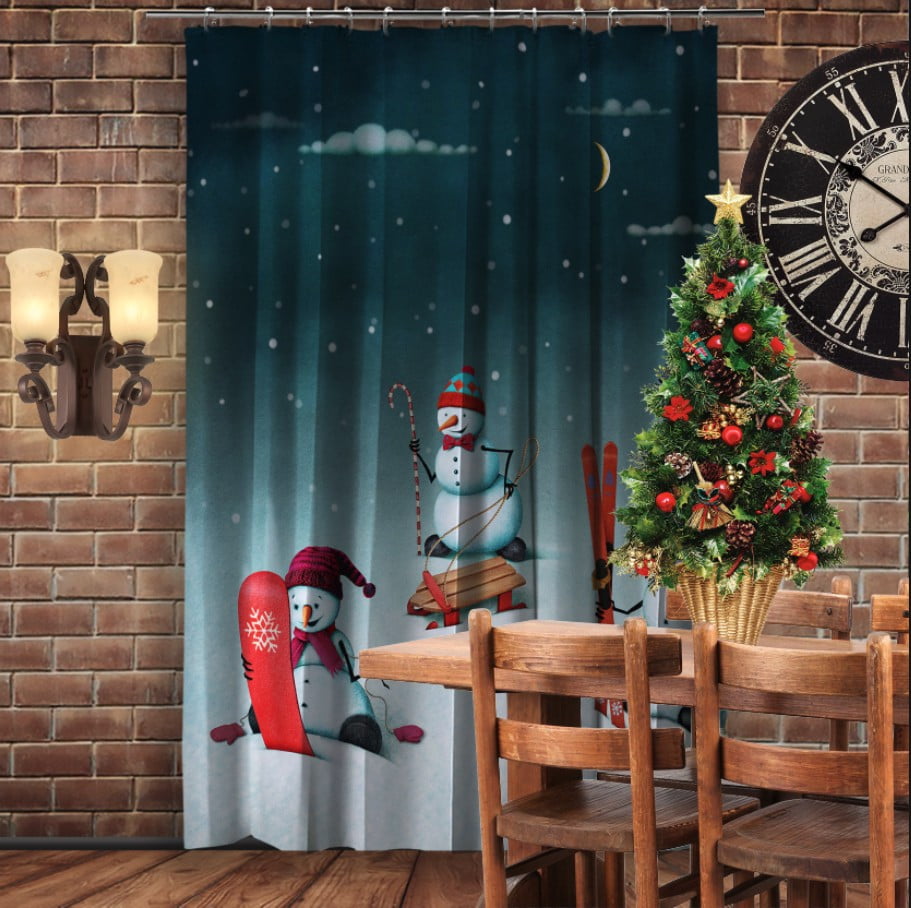 Штора 3D з принтом-Різдво. Зимові розваги сніговикчків