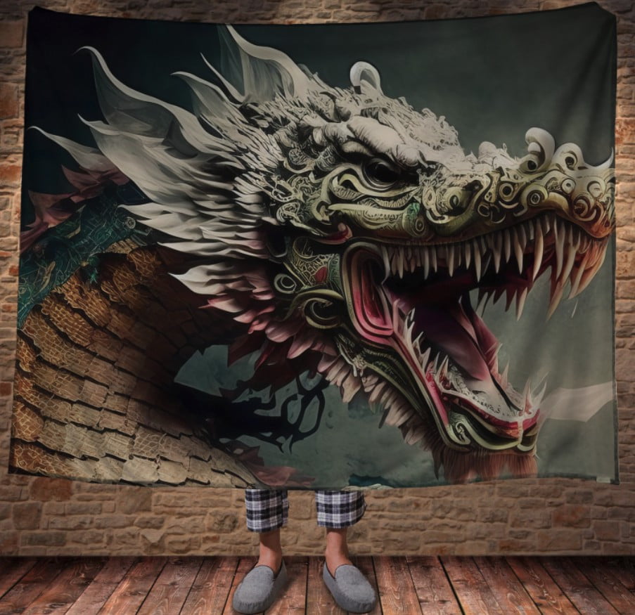 Плед з 3D принтом Реальні великі дракони. Міфічний дракон з зубами