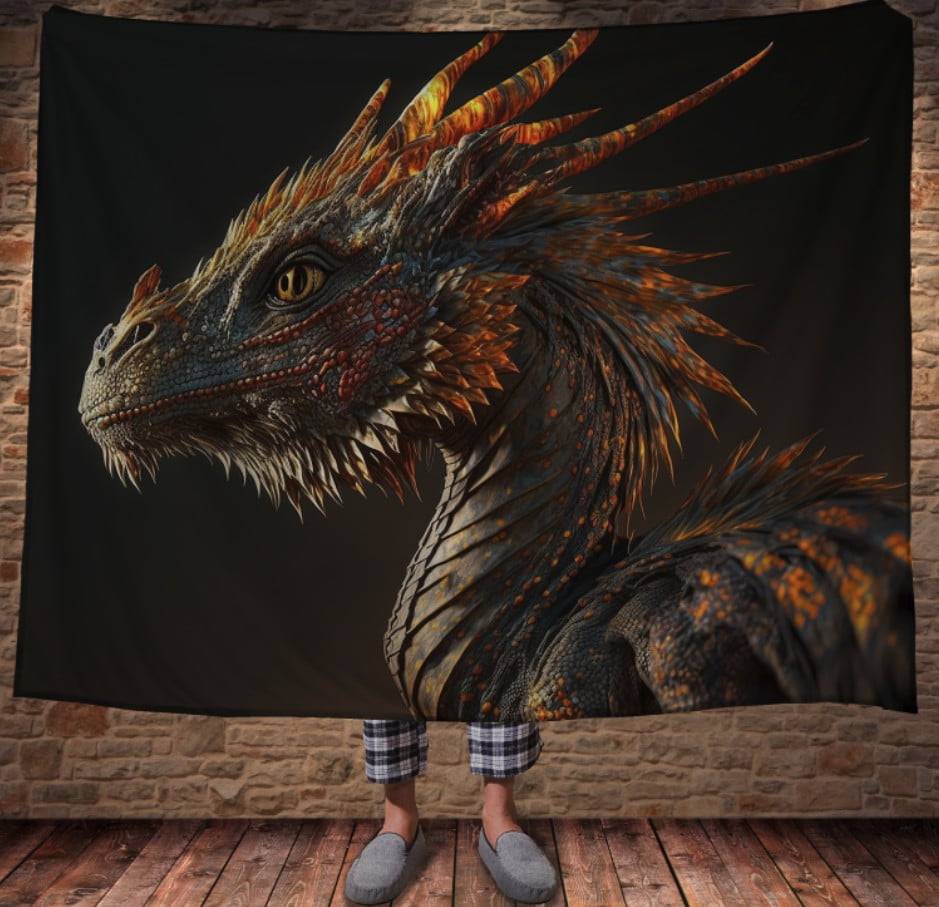 Плед з 3D принтом Реальні великі дракони. Золотий Дракон Горгона