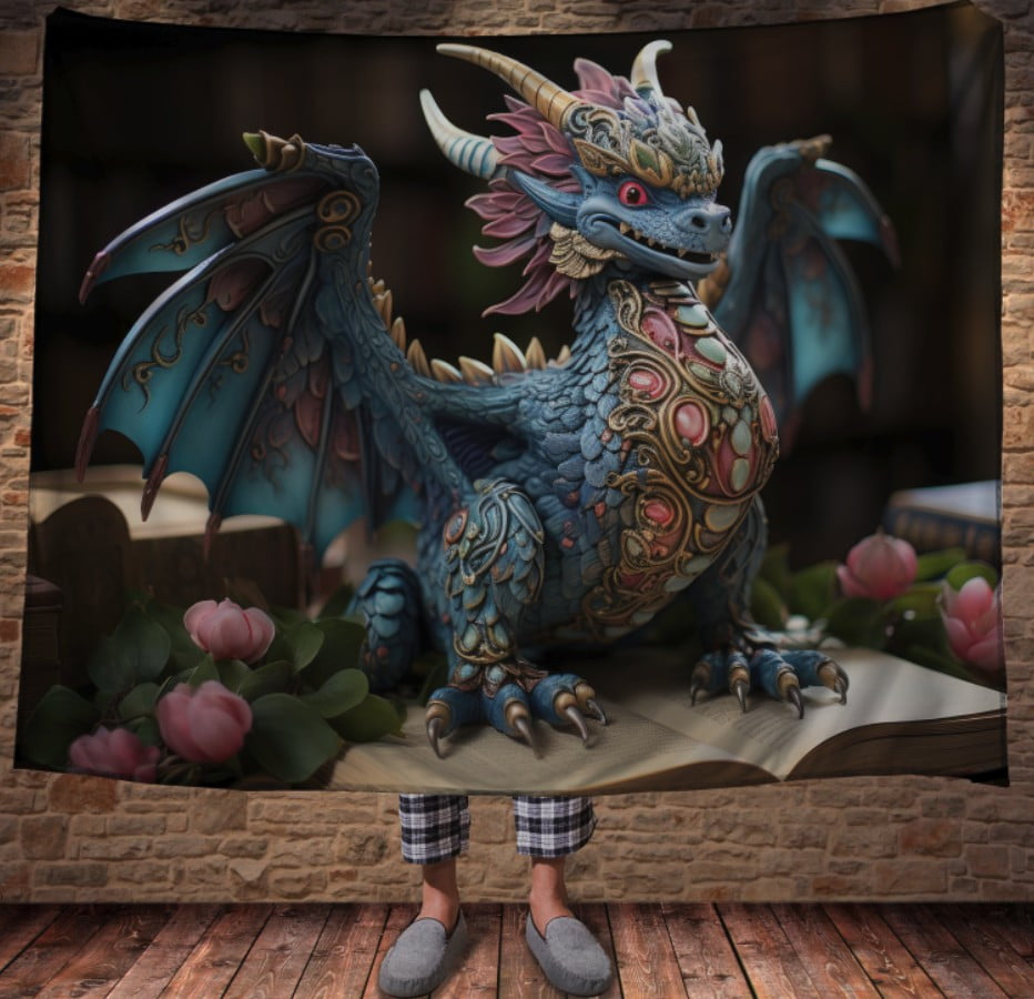 Плед з 3D принтом Реальні великі дракони. Єтнічний дракон мудрості