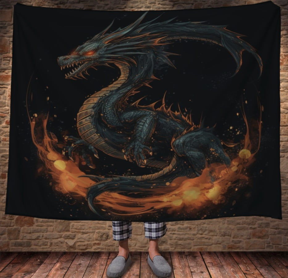 Плед з 3D принтом Реальні великі дракони. Зоряний вогняний дракон