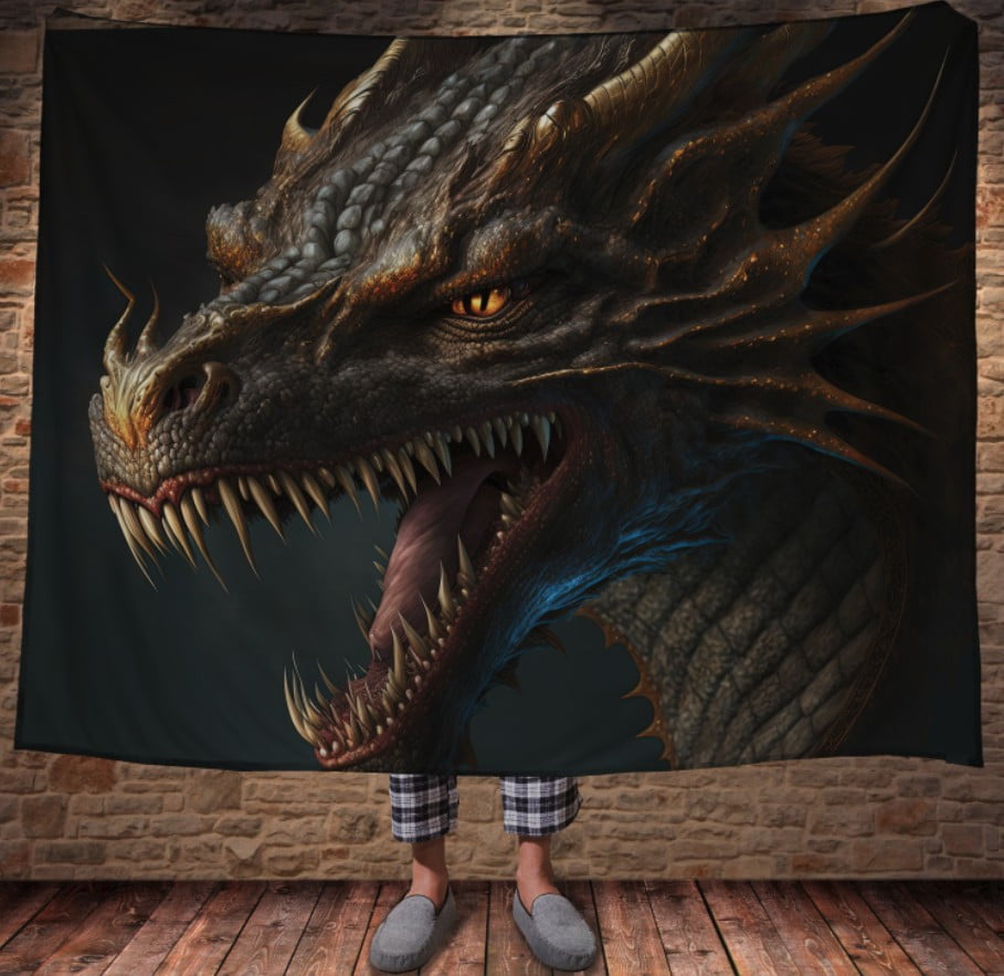 Плед з 3D принтом Реальні великі дракони. Саблезубий дракон
