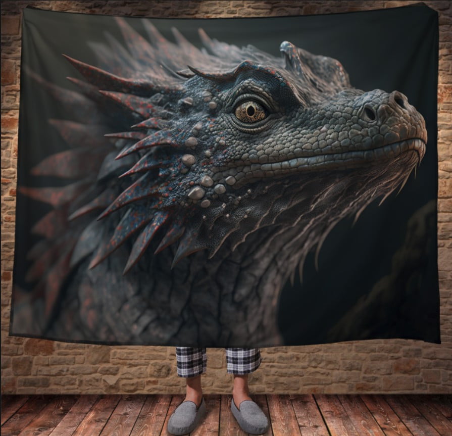 Плед з 3D принтом Реальні великі дракони. Кам'яний дракон рептилія