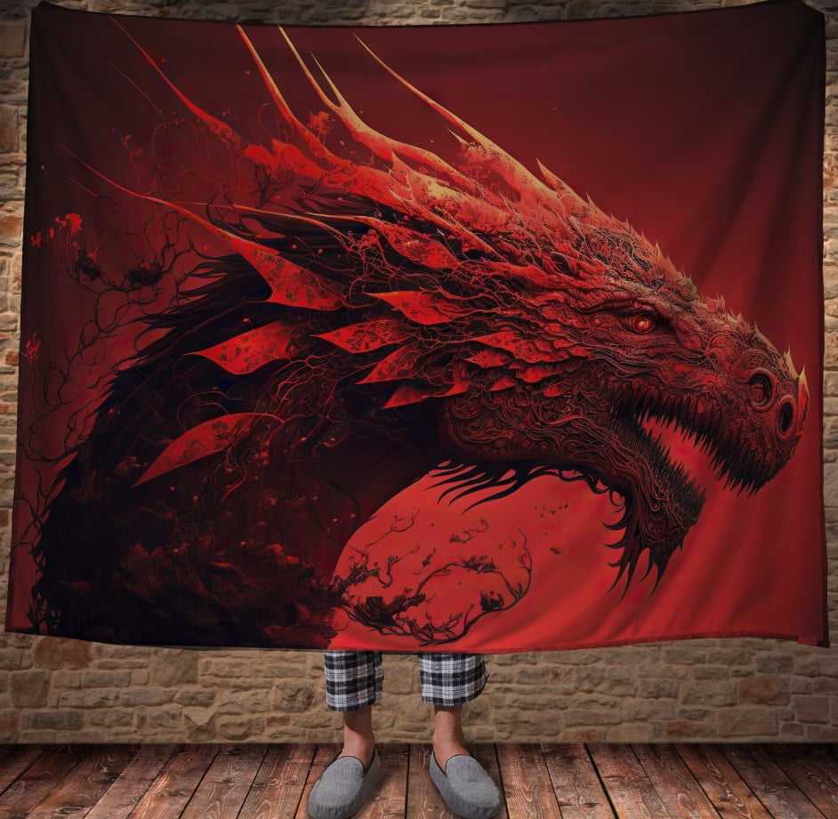 Плед з 3D принтом Реальні великі дракони. Морський червоний дракон