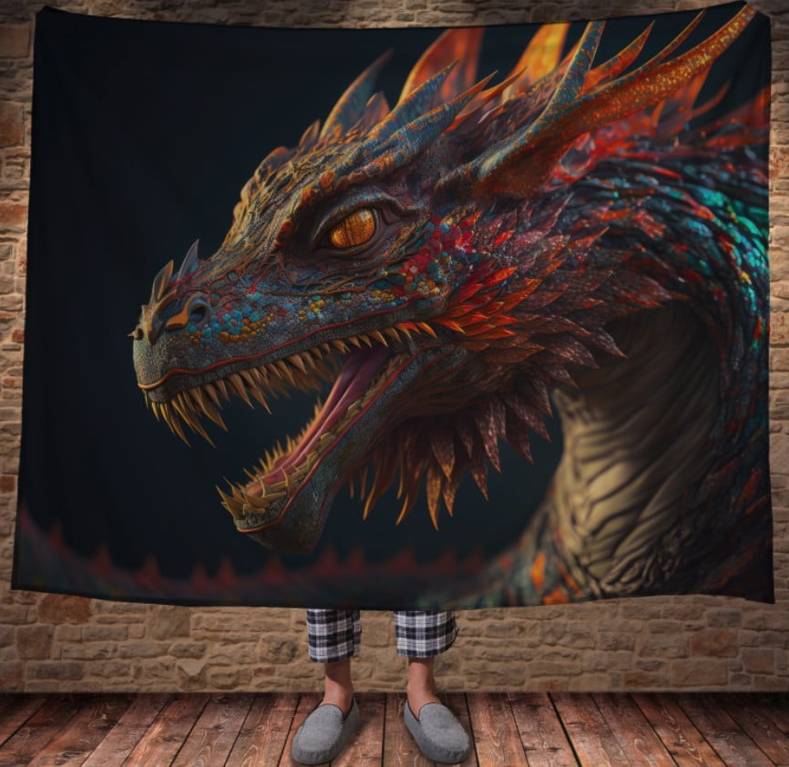 Плед з 3D принтом Реальні великі дракони. Королівський яскравий дракон