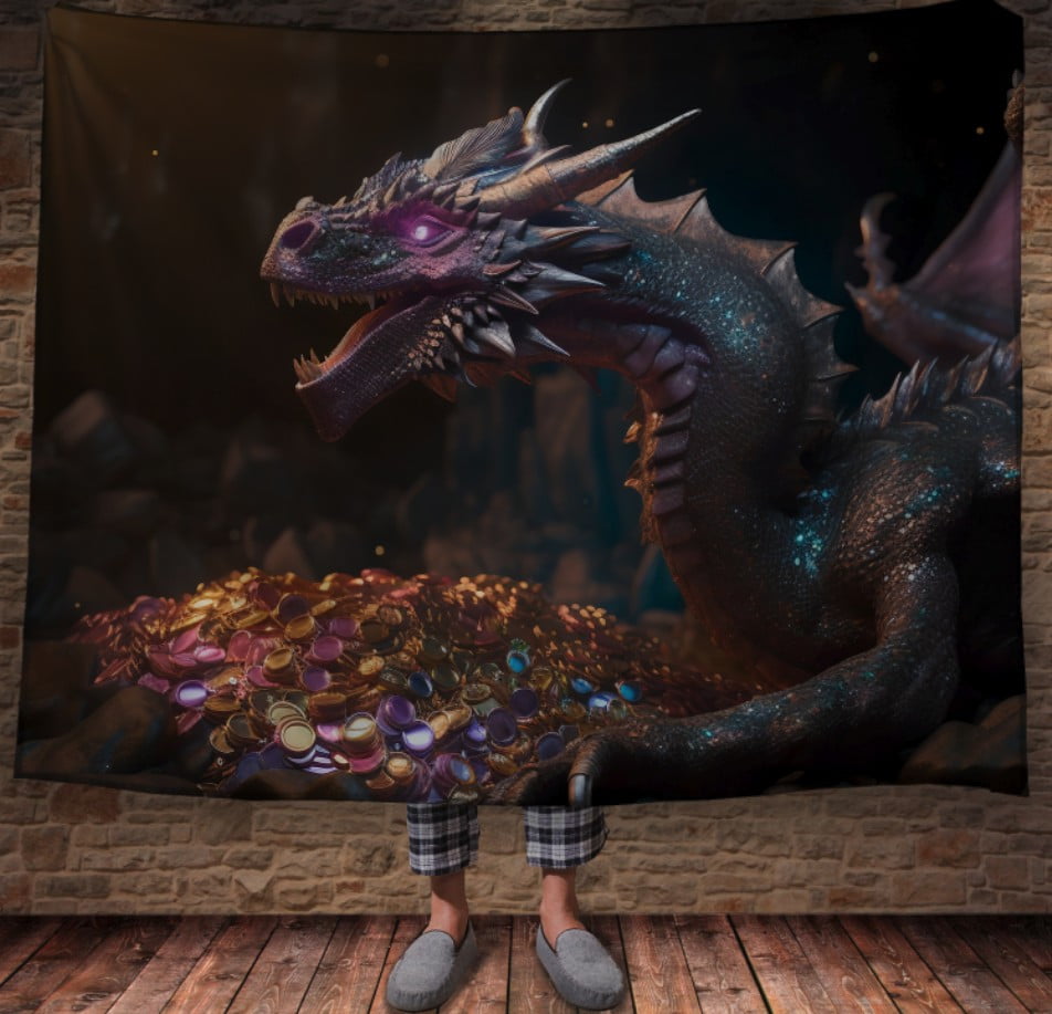 Плед з 3D принтом Реальні великі дракони. Скарбниця дракона