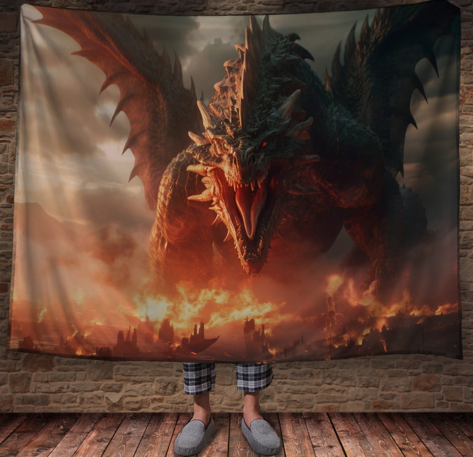 Плед з 3D принтом Реальні великі дракони. Лютий Дракон велетень