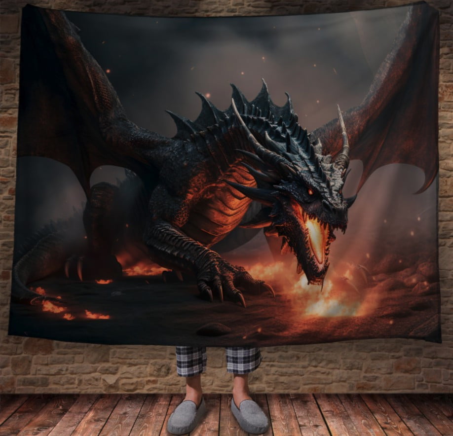 Плед з 3D принтом Реальні великі дракони. Лютий Дракон велетень 2