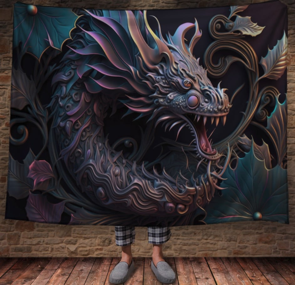 Плед з 3D принтом Реальні великі дракони. Скульптура рожевого дракона