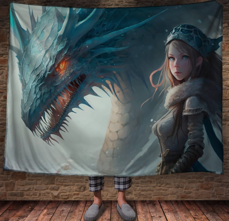 Плед з 3D принтом Реальні великі дракони. Володарка дракона