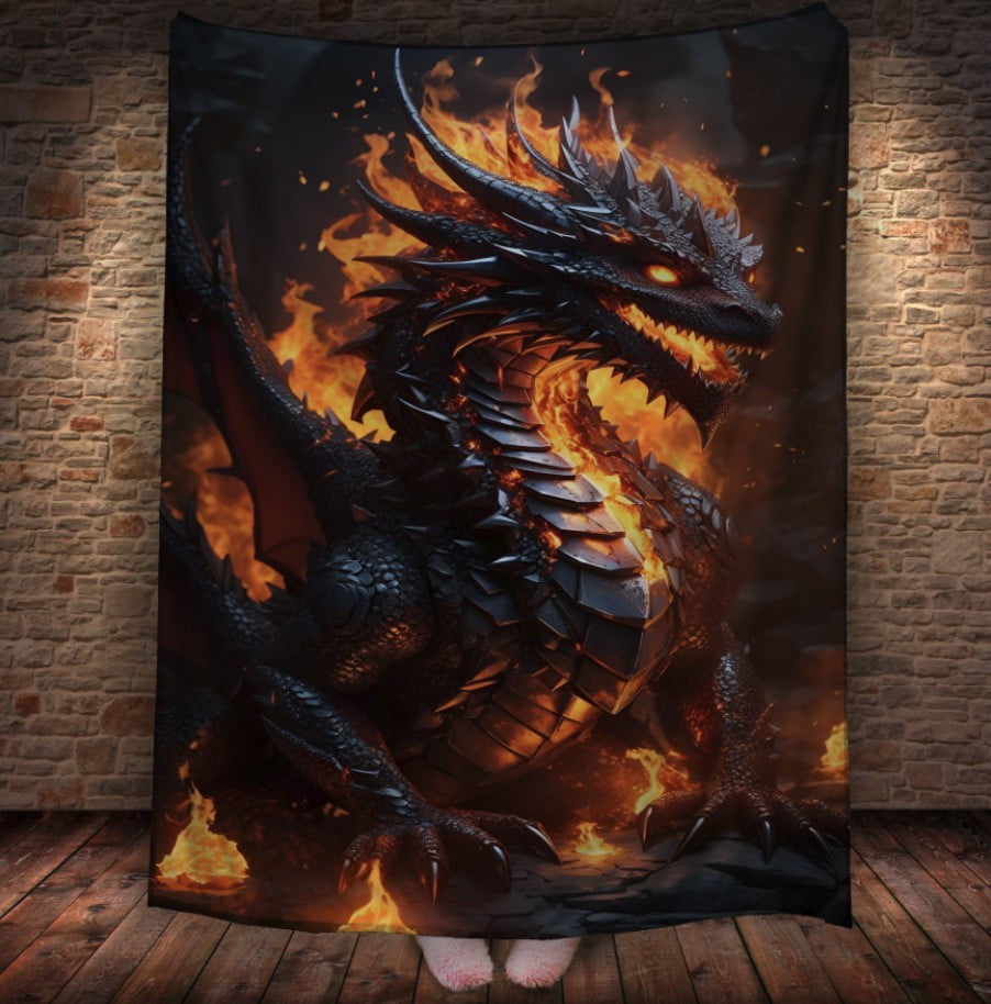 Плед з 3D принтом Реальні великі дракони. Могутній вгоняний дракон