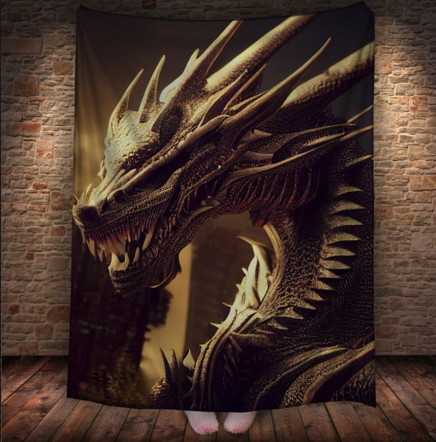 Плед з 3D принтом Реальні великі дракони. Загадковий коричневий дракон