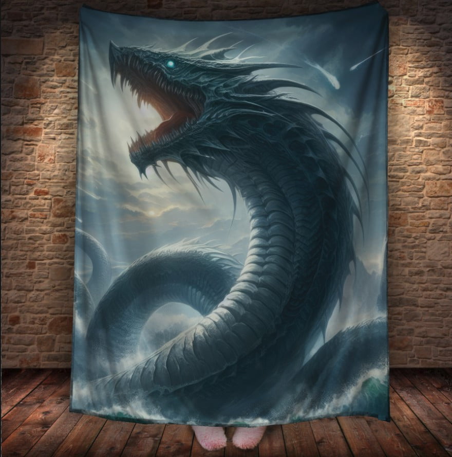 Плед з 3D принтом Реальні великі дракони. Морський дракон горгона