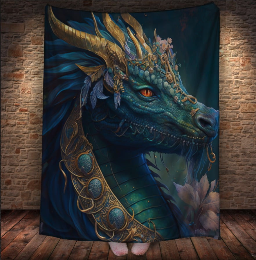 Плед з 3D принтом Реальні великі дракони. Королівський яскравий дракон 2