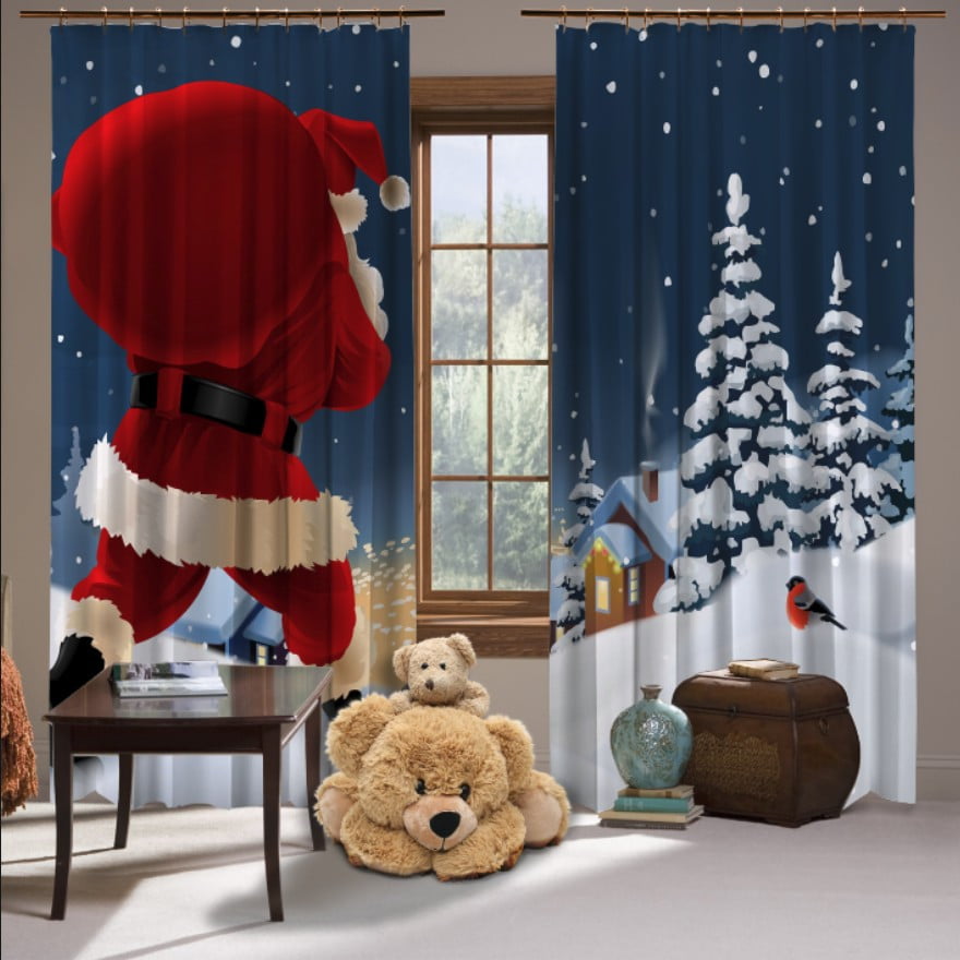 Штори з  3D принтом на тему: Санта поспішає з подарунками