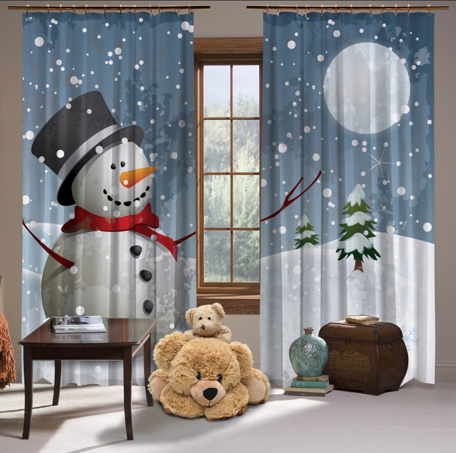 Штори з  3D принтом на тему: Веселий сніговик