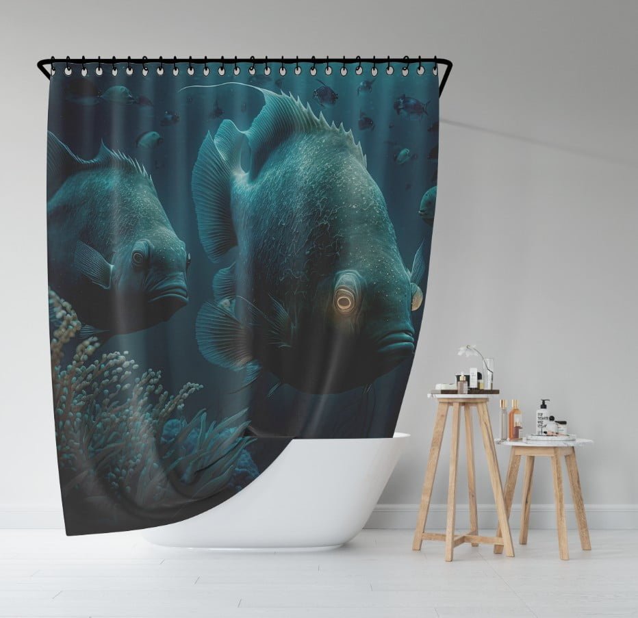 Штора для ванної з 3D принтом Риби на морському дні  _01