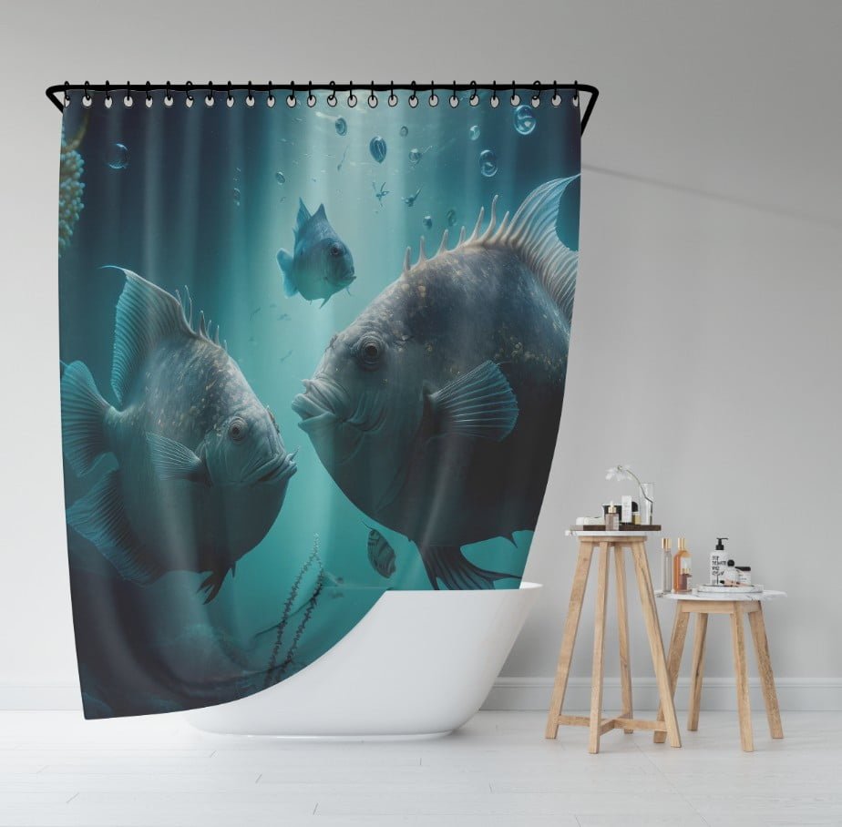 Штора для ванної з 3D принтом Риби на морському дні  _04