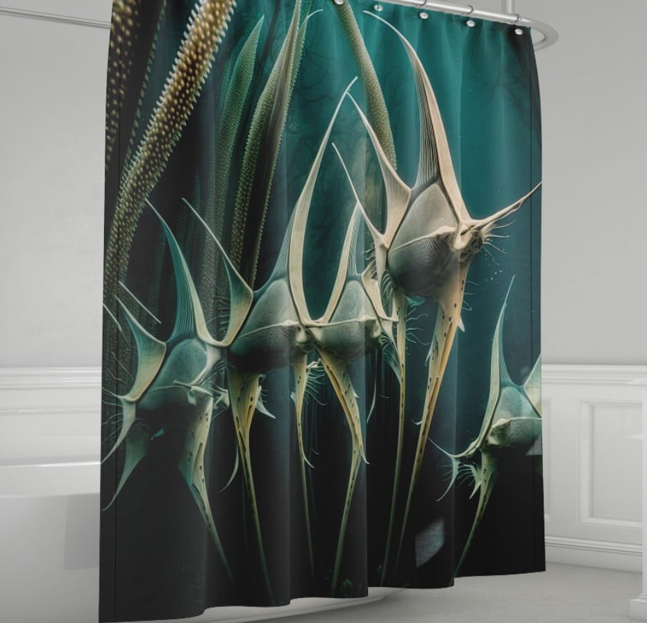 Штора для ванної з 3D принтом загадкові морськи риби _01