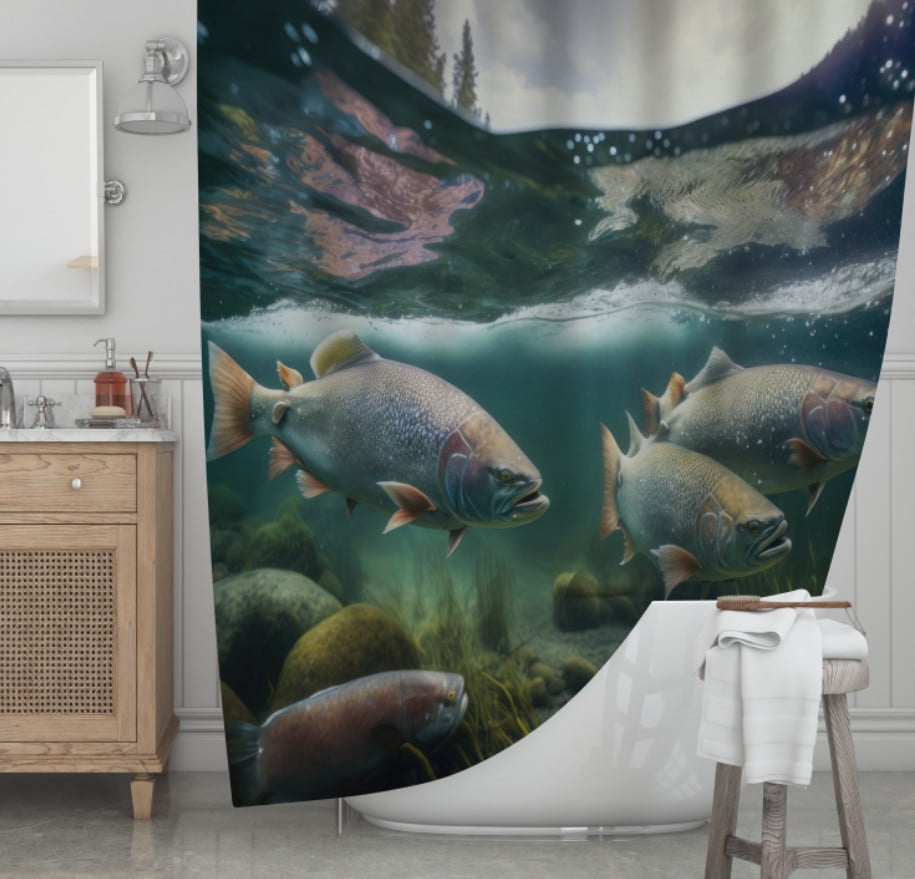 Штора для ванної з 3D принтом загадкові тихоокеанські риби_06