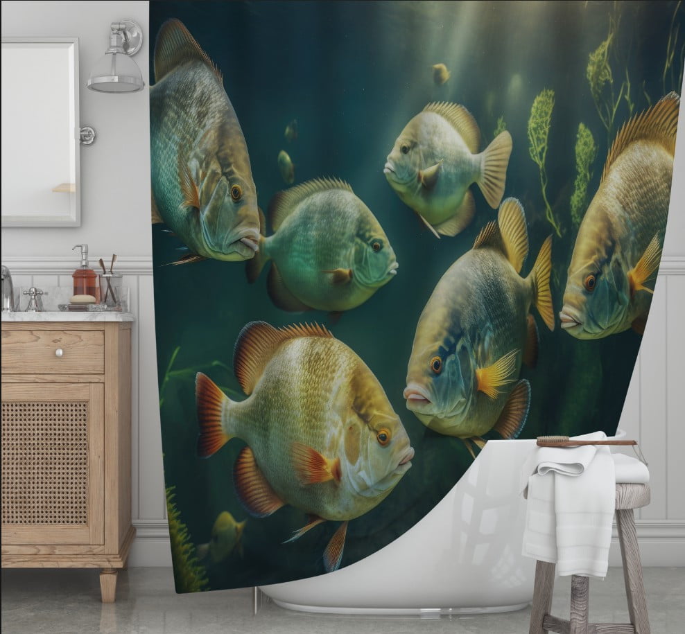 Штора для ванної з 3D принтом загадкові тихоокеанські риби_13