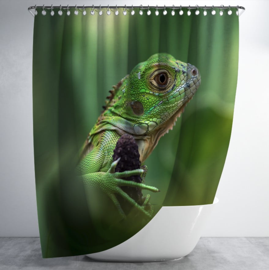 Штора для ванної з 3D принтом зелений гекон
