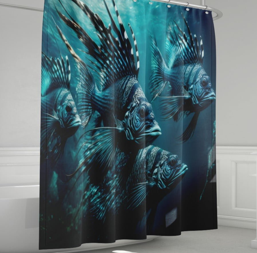 Штора для ванної з 3D принтом загадкові тихоокеанські риби_32