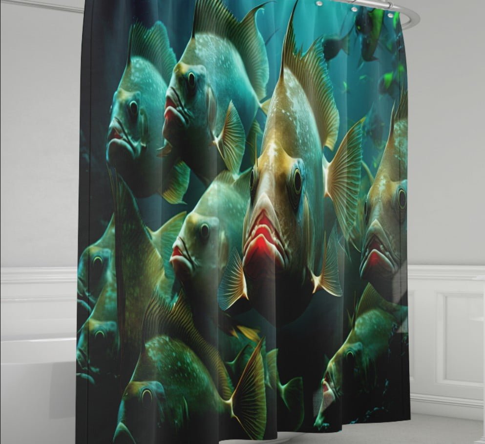 Штора для ванної з 3D принтом загадкові тихоокеанські риби_34