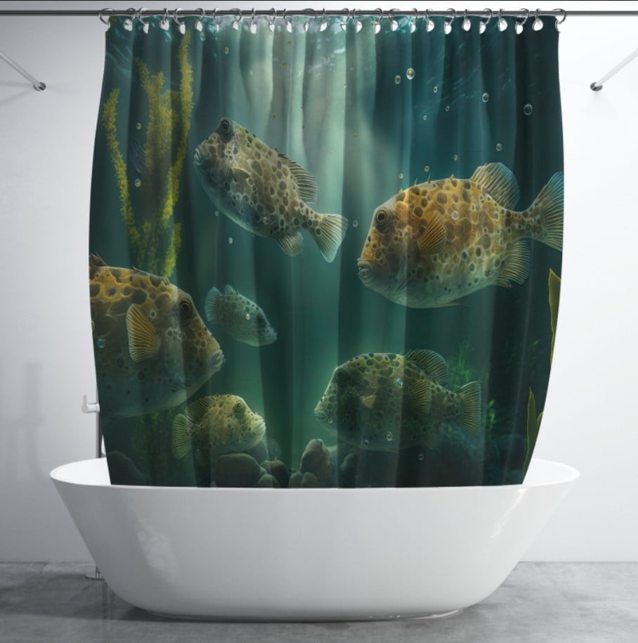 Штора для ванної з 3D принтом екзотичні морськи риби_04