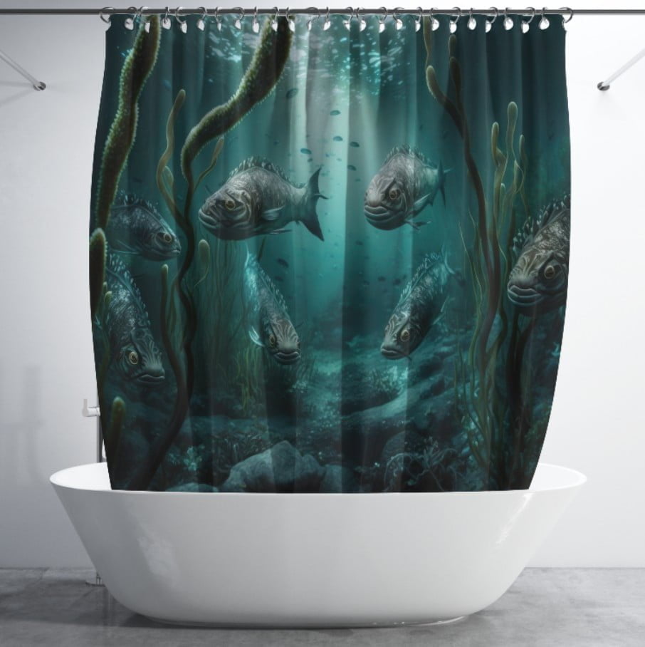 Штора для ванної з 3D принтом екзотичні морськи риби_07