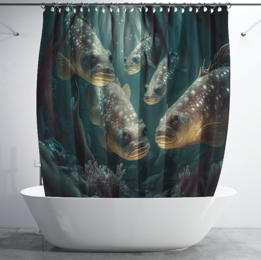 Штора для ванної з 3D принтом екзотичні морськи риби_10