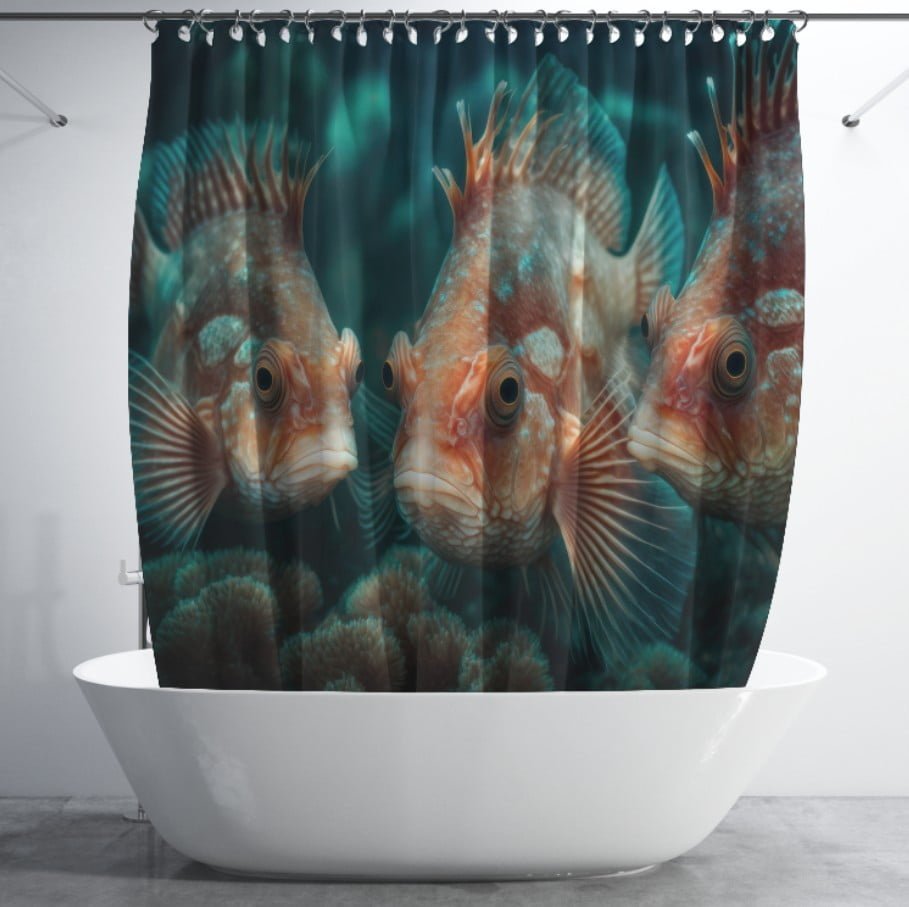 Штора для ванної з 3D принтом екзотичні морськи риби_11