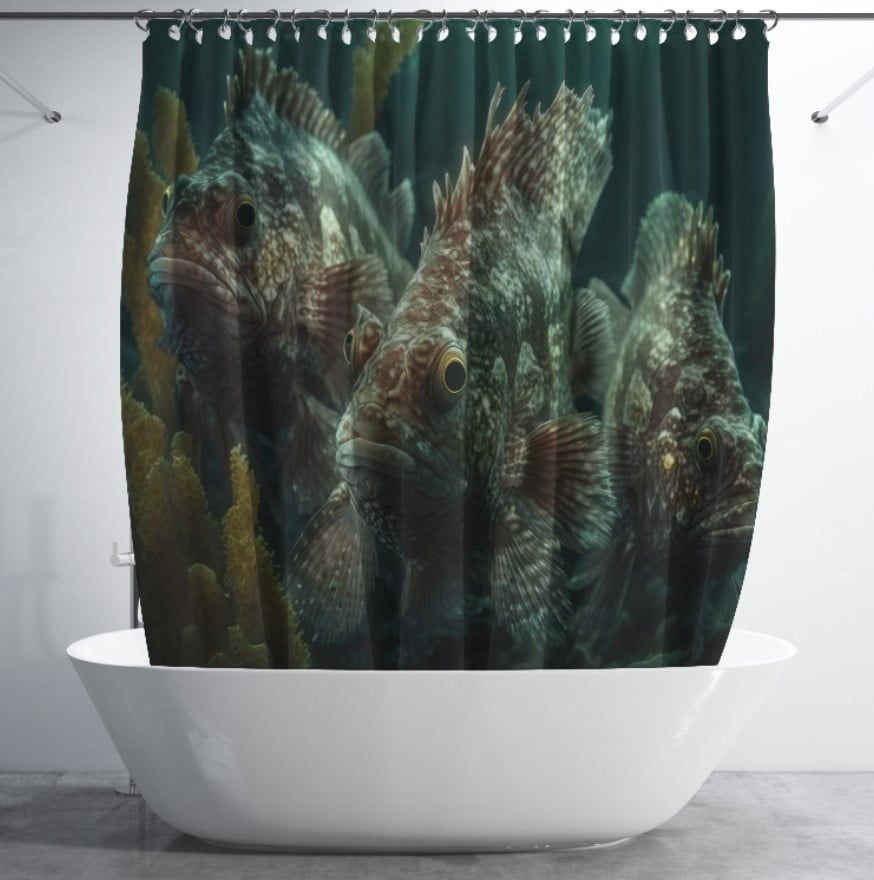 Штора для ванної з 3D принтом екзотичні морськи риби_12
