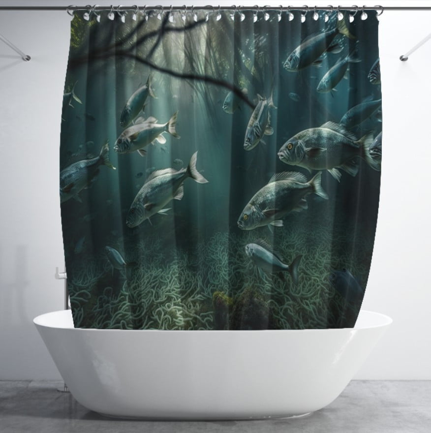 Штора для ванної з 3D принтом екзотичні морськи риби_22